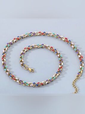 Multicolor Gold Chain Necklace